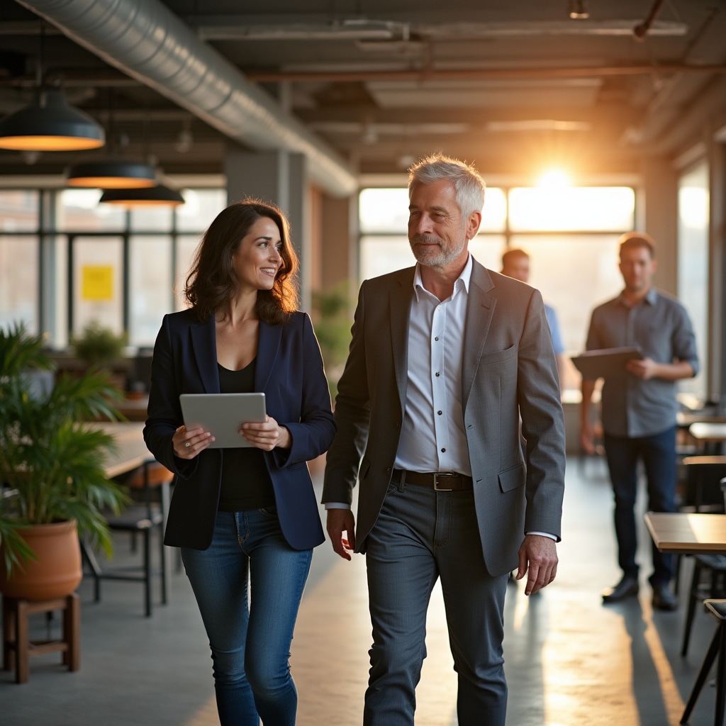 Final walkthrough inspection with client reviewing completed space